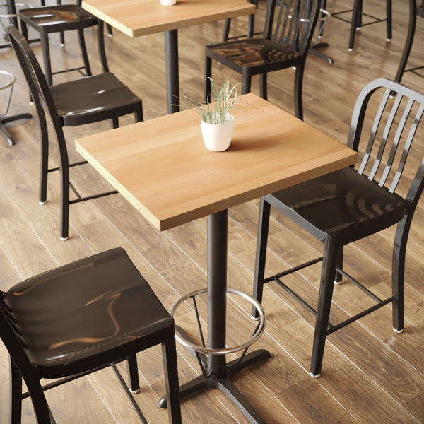 Natural,24"W x 30"L |#| 24x30 Commercial Solid Wood Tabletop with Support Bars for Indoor Use-Natural
