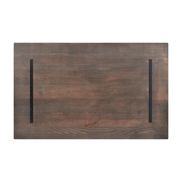 Dark Brown,30"W x 48"L |#| 30x48 Commercial Solid Wood Tabletop with Support Bars for Indoor Use-Dark Brown