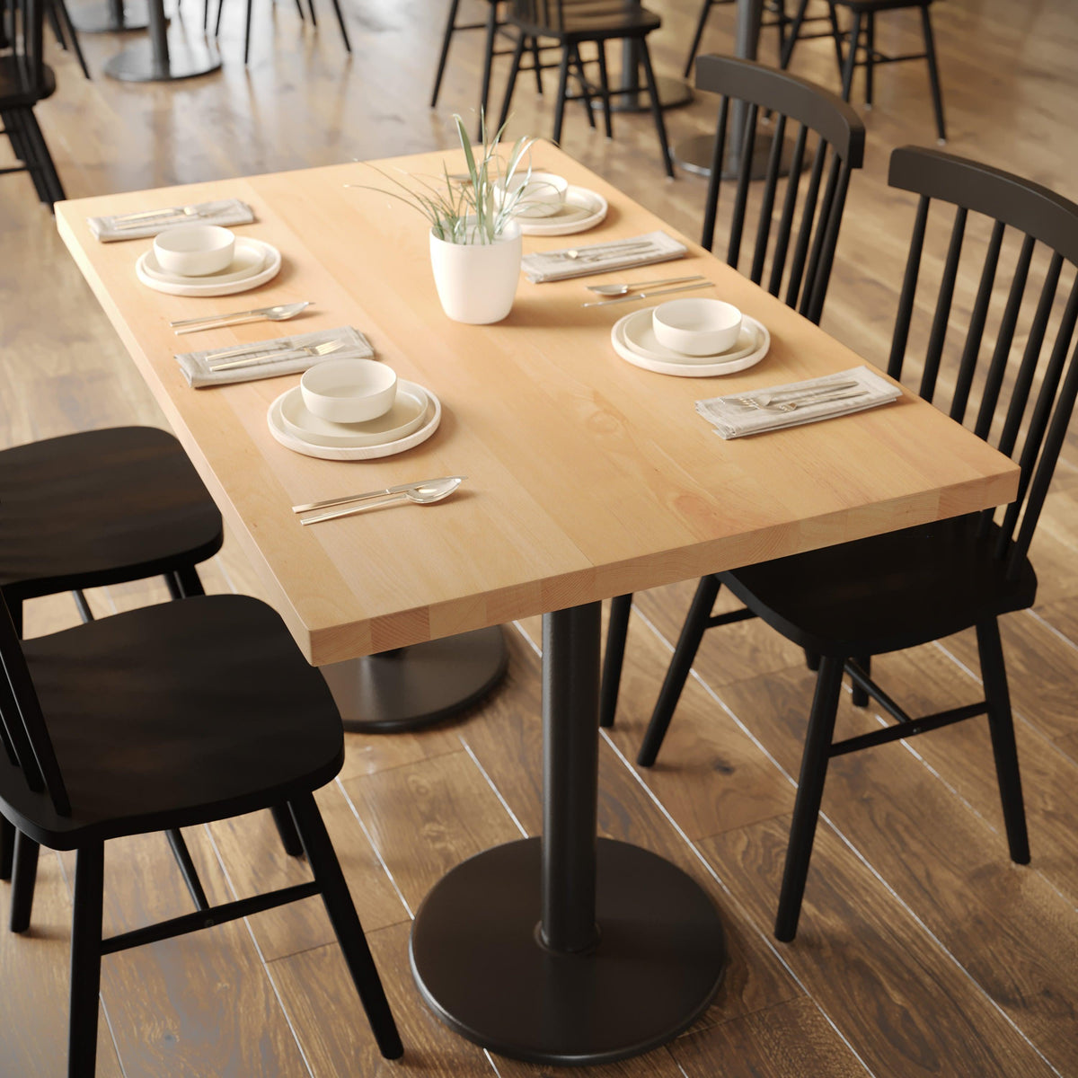 Natural,30"W x 48"L |#| 30x48 Commercial Solid Wood Tabletop with Support Bars for Indoor Use-Natural