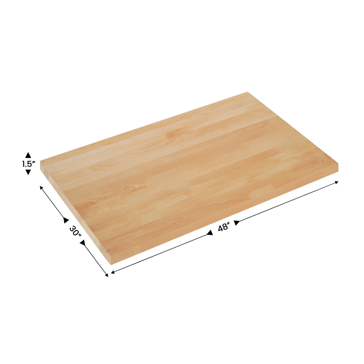 Natural,30"W x 48"L |#| 30x48 Commercial Solid Wood Tabletop with Support Bars for Indoor Use-Natural