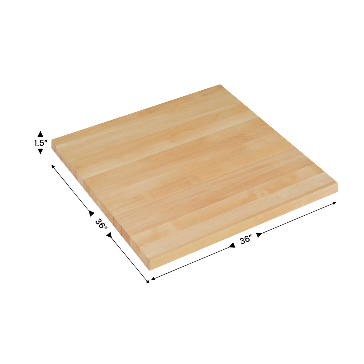 Natural |#| 36x36 Commercial Solid Wood Tabletop with Support Bars for Indoor Use-Natural