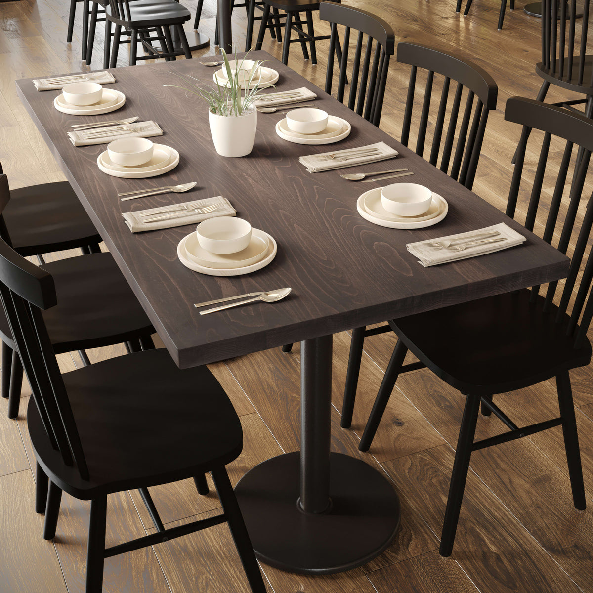 Dark Brown,30"W x 60"L |#| 30x60 Commercial Solid Wood Tabletop with Support Bars for Indoor Use-Dark Brown