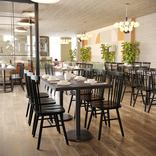 Dark Brown,30"W x 60"L |#| 30x60 Commercial Solid Wood Tabletop with Support Bars for Indoor Use-Dark Brown