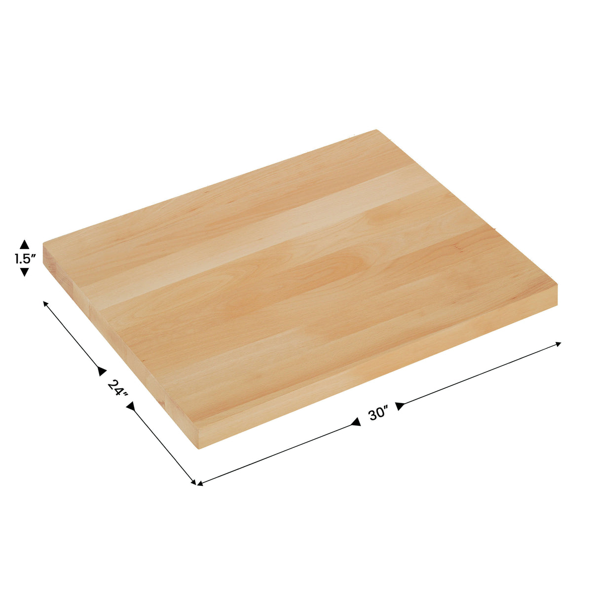 Natural,24"W x 30"L |#| 24x30 Commercial Solid Wood Tabletop with Support Bars for Indoor Use-Natural
