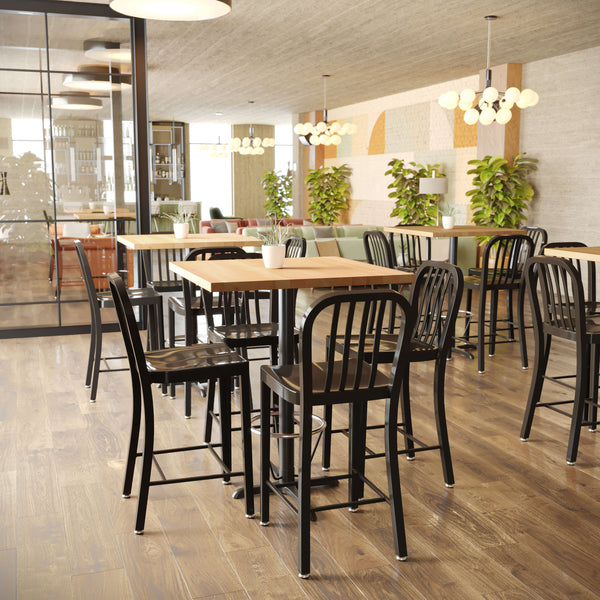 Natural |#| 36x36 Commercial Solid Wood Tabletop with Support Bars for Indoor Use-Natural