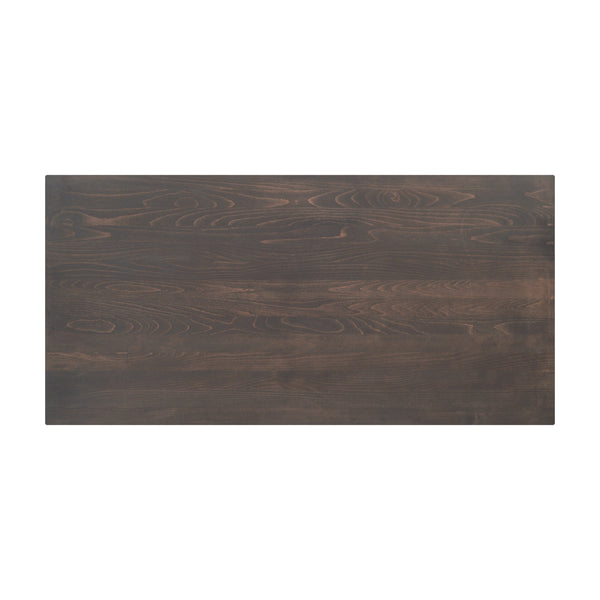 Dark Brown,30"W x 60"L |#| 30x60 Commercial Solid Wood Tabletop with Support Bars for Indoor Use-Dark Brown