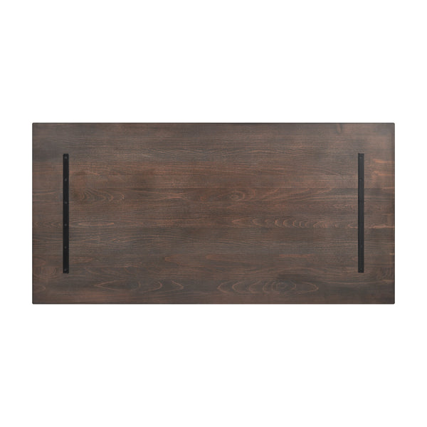 Dark Brown,30"W x 60"L |#| 30x60 Commercial Solid Wood Tabletop with Support Bars for Indoor Use-Dark Brown