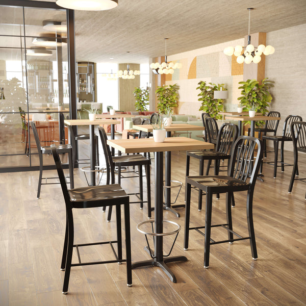 Natural,24"W x 30"L |#| 24x30 Commercial Solid Wood Tabletop with Support Bars for Indoor Use-Natural