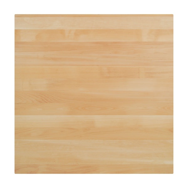 Natural |#| 36x36 Commercial Solid Wood Tabletop with Support Bars for Indoor Use-Natural