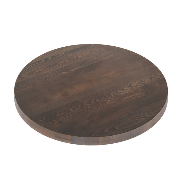 Dark Brown |#| 30"RD Commercial Solid Wood Tabletop with Support Bars for Indoor Use-Dark Brown