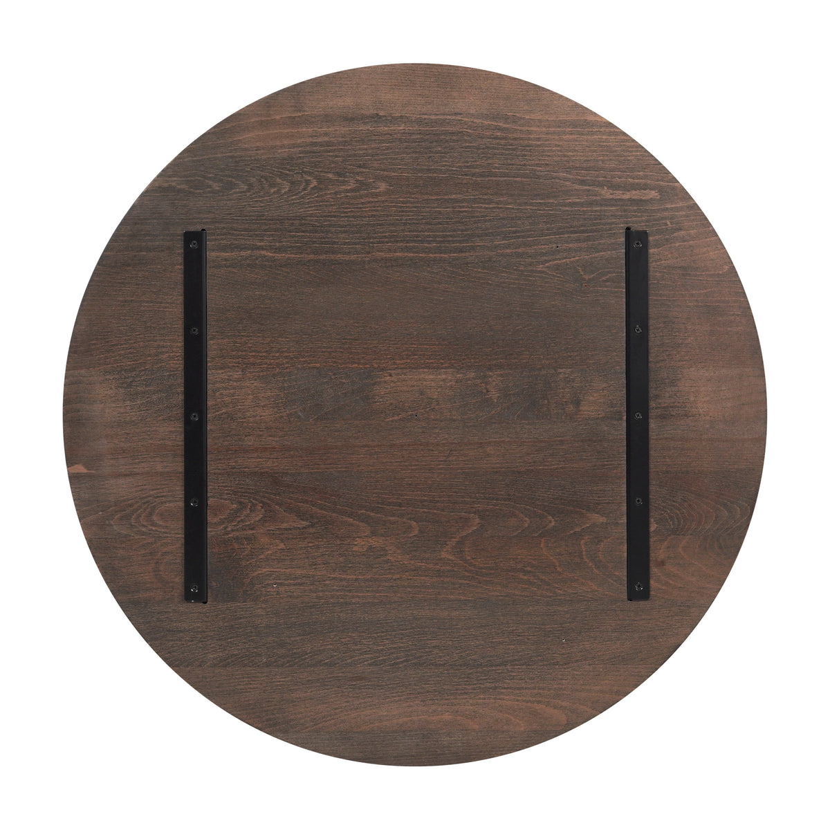 Dark Brown |#| 30"RD Commercial Solid Wood Tabletop with Support Bars for Indoor Use-Dark Brown