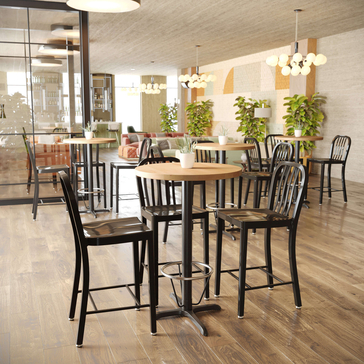 Natural |#| 30"RD Commercial Solid Wood Tabletop with Support Bars for Indoor Use-Natural