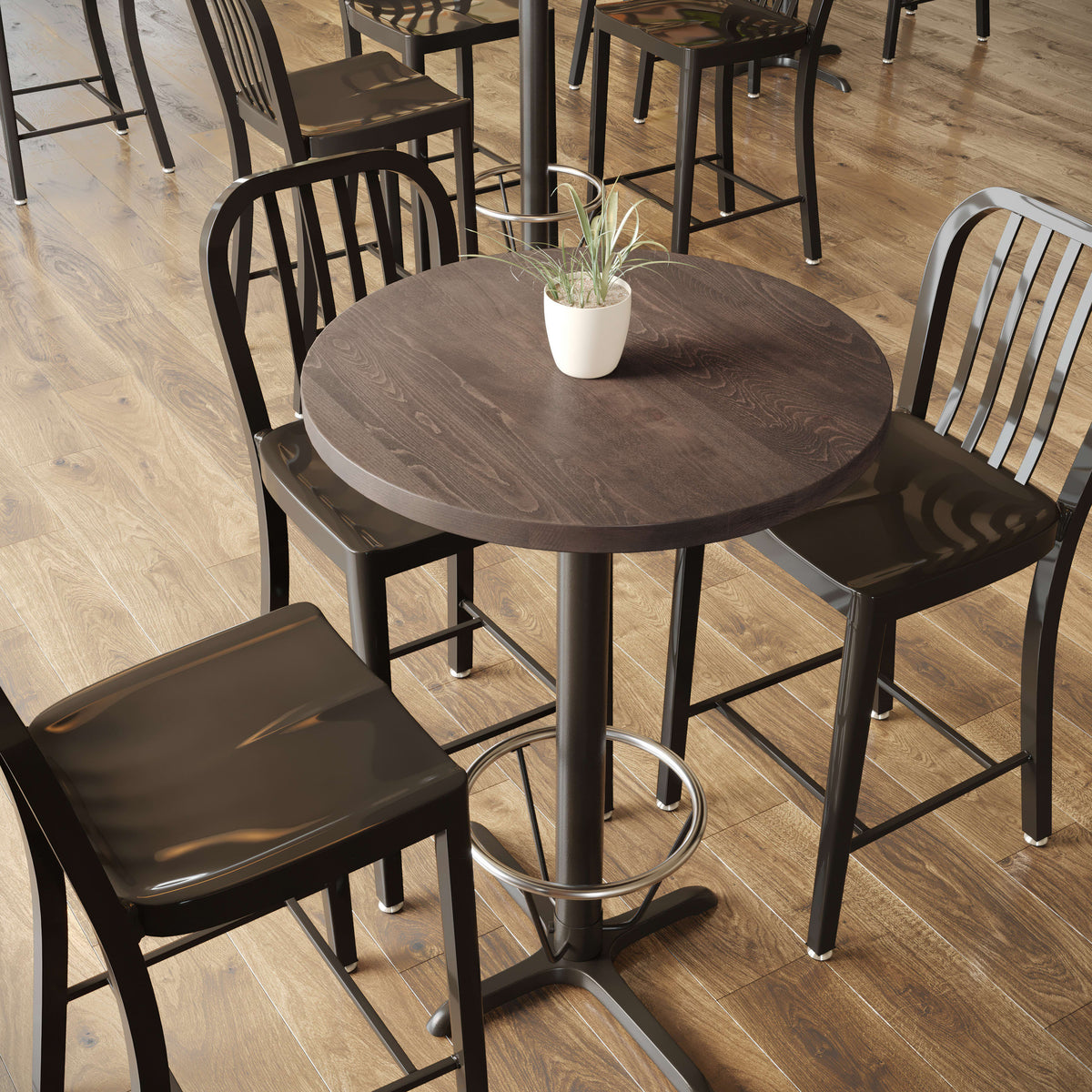 Dark Brown |#| 30"RD Commercial Solid Wood Tabletop with Support Bars for Indoor Use-Dark Brown