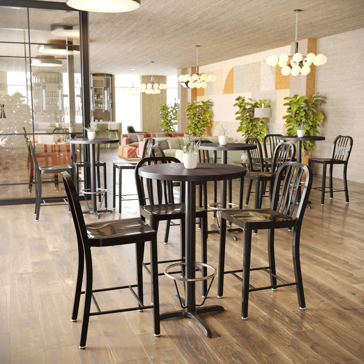 Dark Brown |#| 30"RD Commercial Solid Wood Tabletop with Support Bars for Indoor Use-Dark Brown