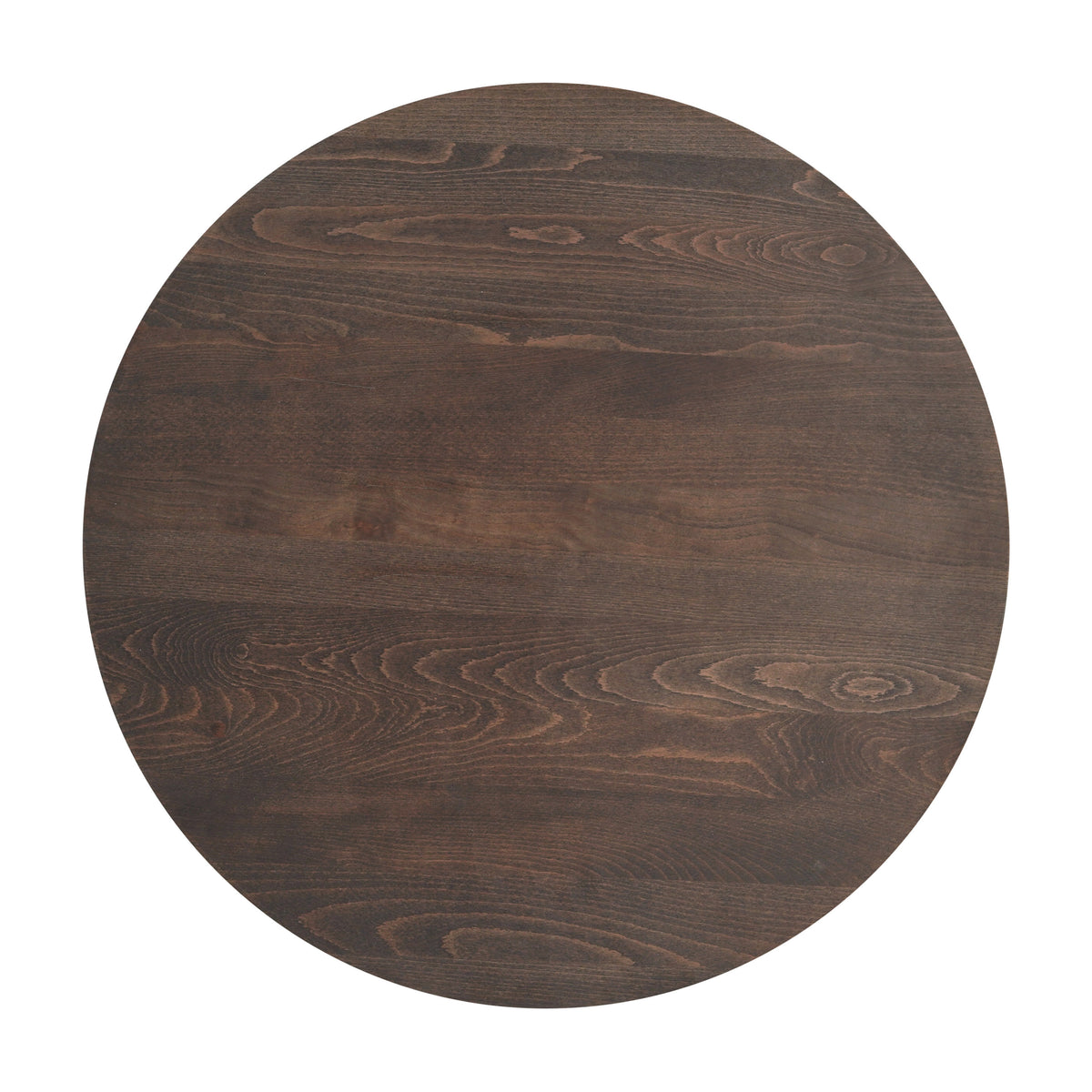 Dark Brown |#| 30"RD Commercial Solid Wood Tabletop with Support Bars for Indoor Use-Dark Brown