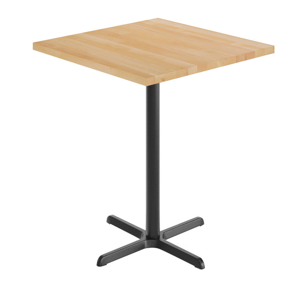 Natural Top/Black Base |#| Commercial 36" SQ Natural Tabletop-30x30 Bar Height Black Cast Iron X Base