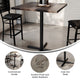 Dark Brown Top/Black Base |#| Commercial 36" SQ Dark Brown Tabletop-30x30 Bar Height Black Cast Iron X Base