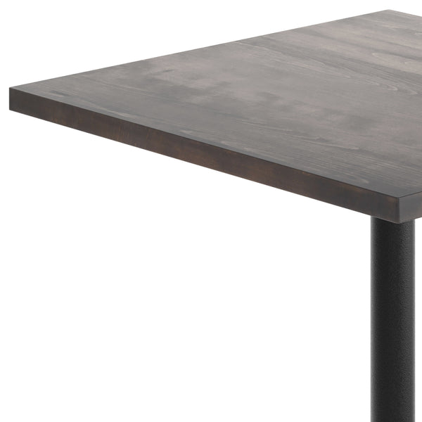Dark Brown Top/Black Base |#| Commercial 36" SQ Dark Brown Tabletop-30x30 Bar Height Black Cast Iron X Base