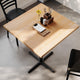 Natural Top/Black Base |#| Commercial 36" SQ Natural Tabletop-30x30 Bar Height Black Cast Iron X Base