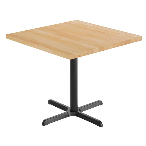 Natural Top/Black Base |#| Commercial 36" SQ Natural Tabletop-30x30 Table Height Black Cast Iron X Base