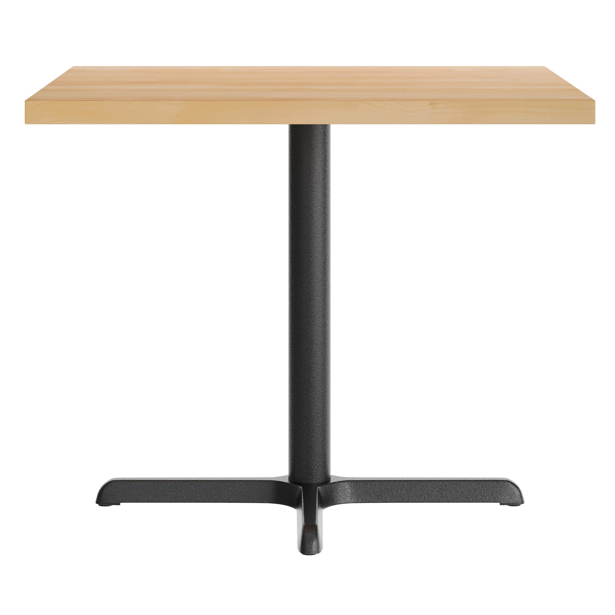 Natural Top/Black Base |#| Commercial 36" SQ Natural Tabletop-30x30 Table Height Black Cast Iron X Base