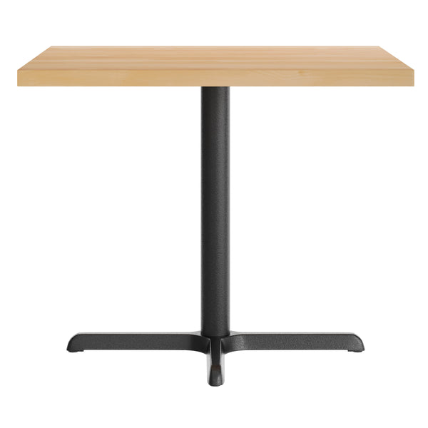 Natural Top/Black Base |#| Commercial 36" SQ Natural Tabletop-30x30 Table Height Black Cast Iron X Base