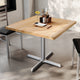Natural Top/Silver Base |#| Commercial 36" SQ Natural Tabletop-30x30 Table Height Silver Cast Iron X Base