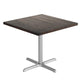 Dark Brown Top/Silver Base |#| Commercial 36" SQ Dark Brown Tabletop-30x30 Table Height Silver Cast Iron X Base
