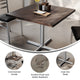 Dark Brown Top/Silver Base |#| Commercial 36" SQ Dark Brown Tabletop-30x30 Table Height Silver Cast Iron X Base