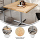 Natural Top/Silver Base |#| Commercial 36" SQ Natural Tabletop-30x30 Table Height Silver Cast Iron X Base