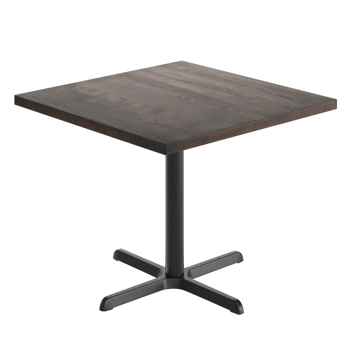 Dark Brown Top/Black Base |#| Commercial 36" SQ Dark Brown Tabletop-30x30 Table Height Black Cast Iron X Base