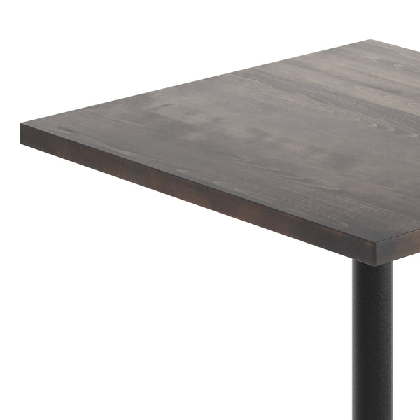 Dark Brown Top/Black Base |#| Commercial 36" SQ Dark Brown Tabletop-30x30 Table Height Black Cast Iron X Base