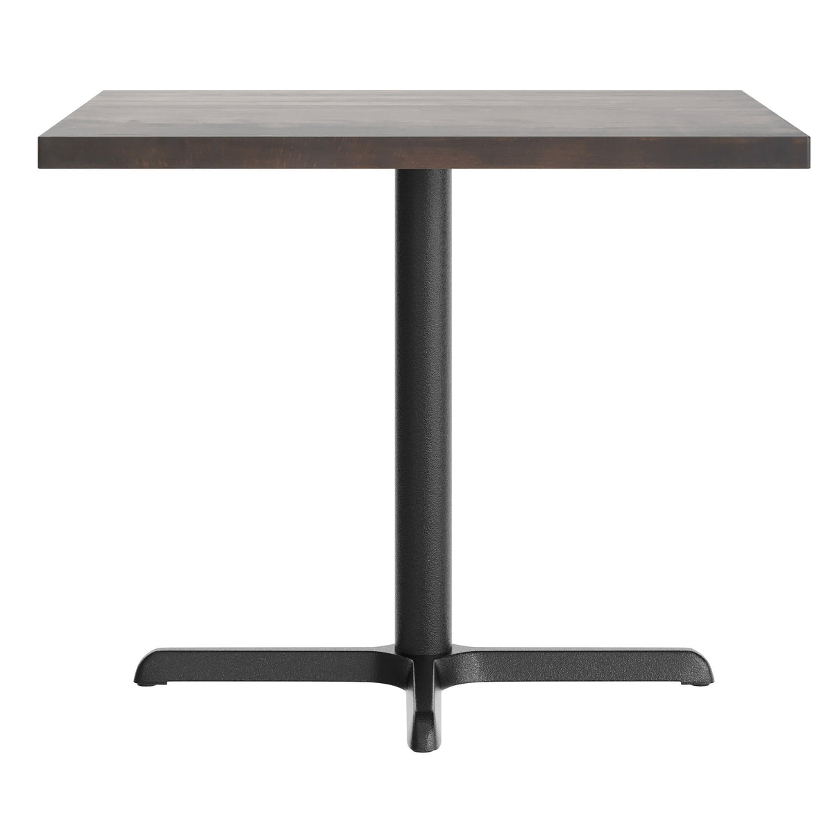 Dark Brown Top/Black Base |#| Commercial 36" SQ Dark Brown Tabletop-30x30 Table Height Black Cast Iron X Base