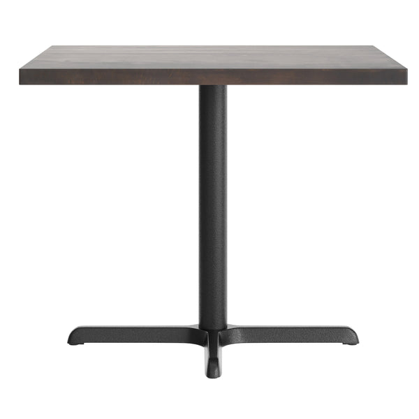 Dark Brown Top/Black Base |#| Commercial 36" SQ Dark Brown Tabletop-30x30 Table Height Black Cast Iron X Base