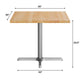 Natural Top/Silver Base |#| Commercial 36" SQ Natural Tabletop-30x30 Table Height Silver Cast Iron X Base