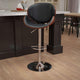 Walnut |#| Walnut Bentwood Adjustable Height Barstool with Curved Back and Black Vinyl Seat