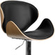 Beech |#| Beech Bentwood Adjustable Height Barstool with Curved Back and Black Vinyl Seat