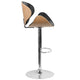 Beech |#| Beech Bentwood Adjustable Height Barstool with Curved Back and Black Vinyl Seat