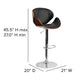 Walnut |#| Walnut Bentwood Adjustable Height Barstool with Curved Back and Black Vinyl Seat