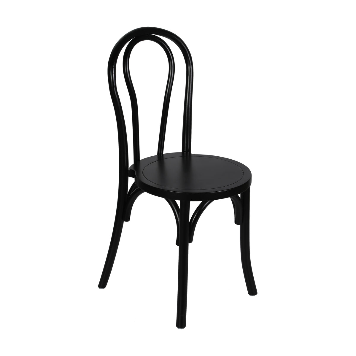 Black |#| Thonet Solid Wood Stackable Dining Chair with Fixed Floor Glides in Black