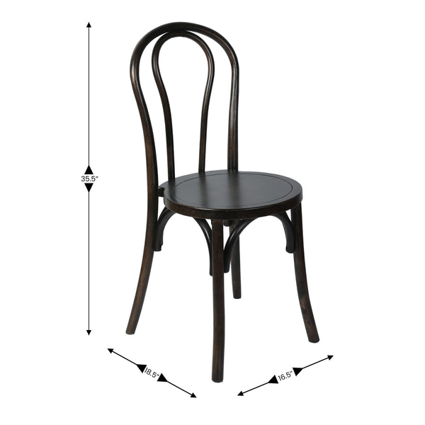 Early American Wood |#| Thonet Solid Wood Stackable Dining Chair with Fixed Floor Glides in EA.