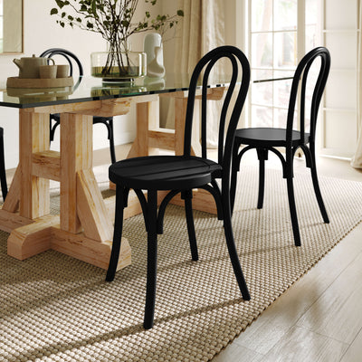 Commercial Solid Wood Stackable Dining Chair with Fixed Floor Glides - View 2