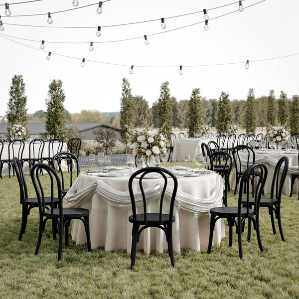 Black |#| Thonet Solid Wood Stackable Dining Chair with Fixed Floor Glides in Black