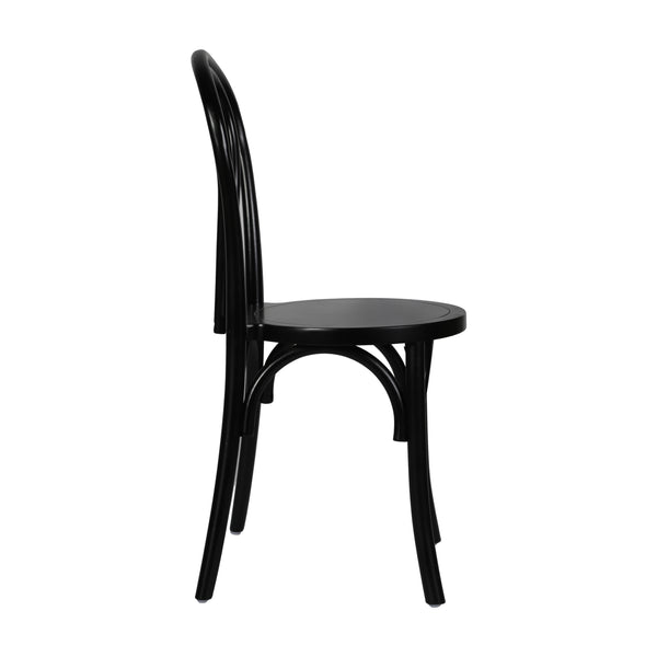 Black |#| Thonet Solid Wood Stackable Dining Chair with Fixed Floor Glides in Black
