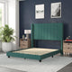 Emerald Velvet,Full |#| Full Size Upholstered Platform Bed with Wingback Headboard - Emerald Velvet