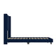 Navy Velvet,Queen |#| Queen Size Upholstered Platform Bed with Wingback Headboard - Navy Velvet