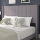 Gray Velvet,King |#| King Size Upholstered Platform Bed with Wingback Headboard - Gray Velvet