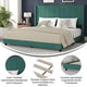 Emerald Velvet,King |#| King Size Upholstered Platform Bed with Wingback Headboard - Emerald Velvet