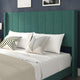 Emerald Velvet,King |#| King Size Upholstered Platform Bed with Wingback Headboard - Emerald Velvet