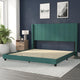 Emerald Velvet,King |#| King Size Upholstered Platform Bed with Wingback Headboard - Emerald Velvet